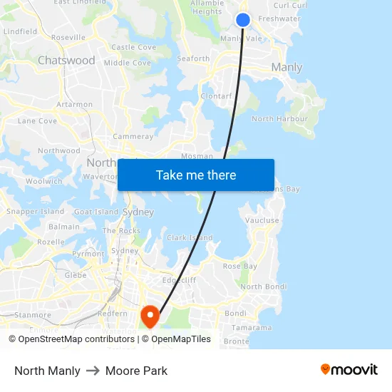 North Manly to Moore Park map