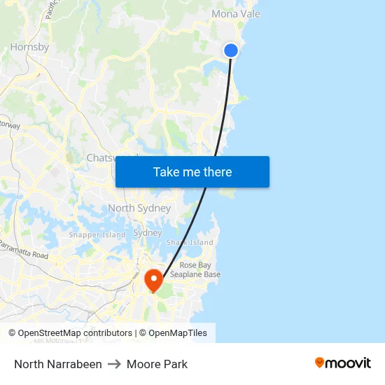 North Narrabeen to Moore Park map