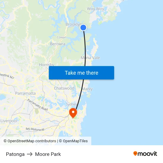 Patonga to Moore Park map