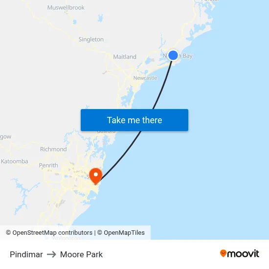 Pindimar to Moore Park map