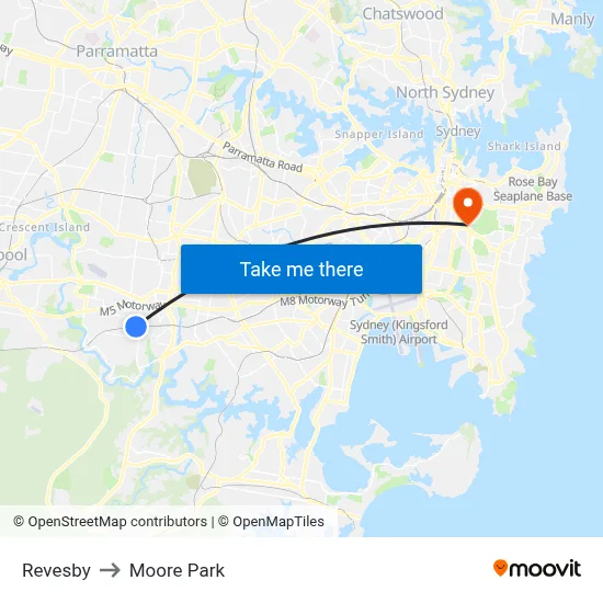 Revesby to Moore Park map