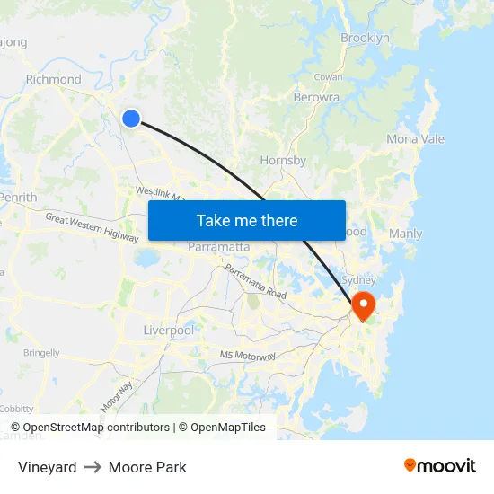 Vineyard to Moore Park map