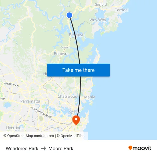 Wendoree Park to Moore Park map
