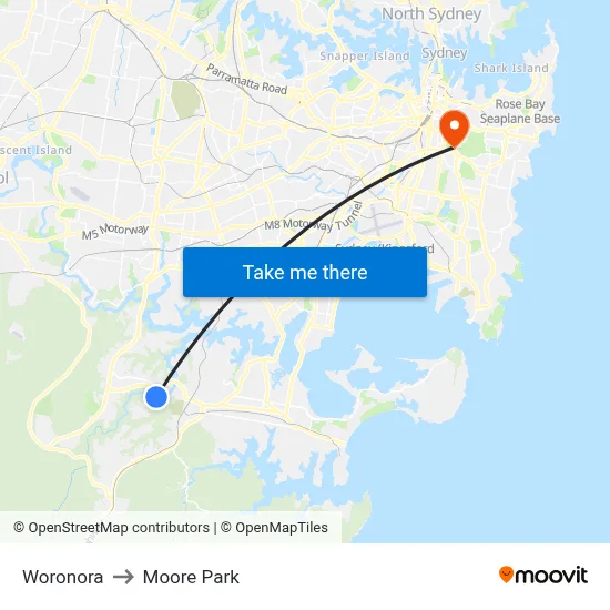 Woronora to Moore Park map