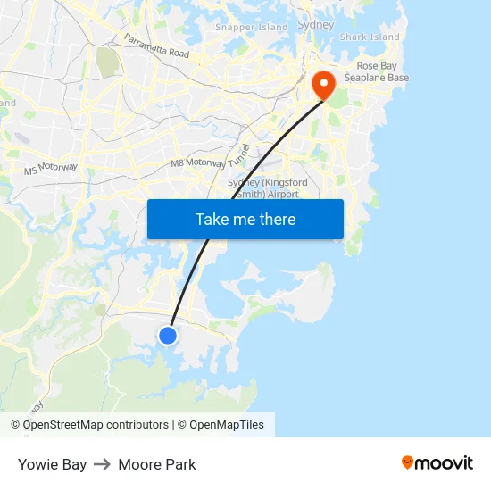 Yowie Bay to Moore Park map