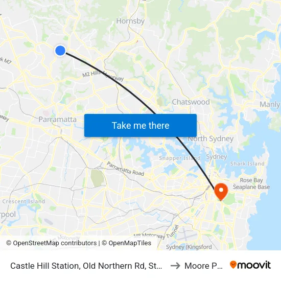 Castle Hill Station, Old Northern Rd, Stand C to Moore Park map