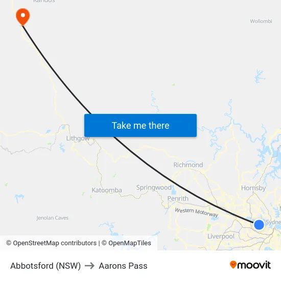 Abbotsford (NSW) to Aarons Pass map