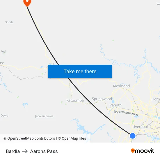 Bardia to Aarons Pass map