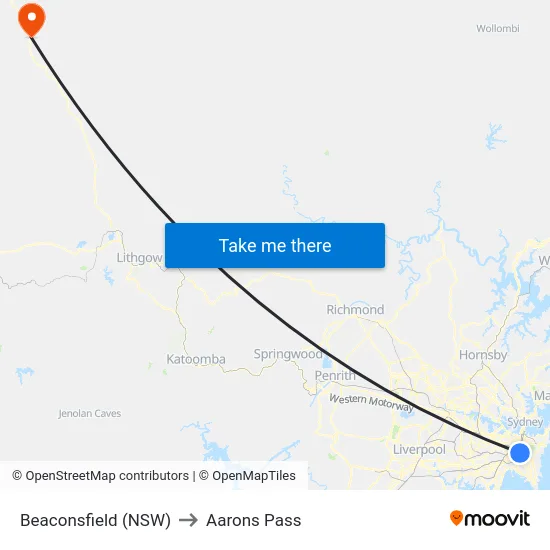 Beaconsfield (NSW) to Aarons Pass map
