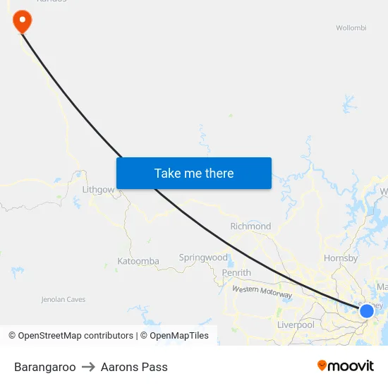Barangaroo to Aarons Pass map