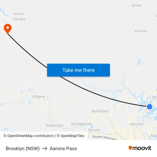 Brooklyn (NSW) to Aarons Pass map