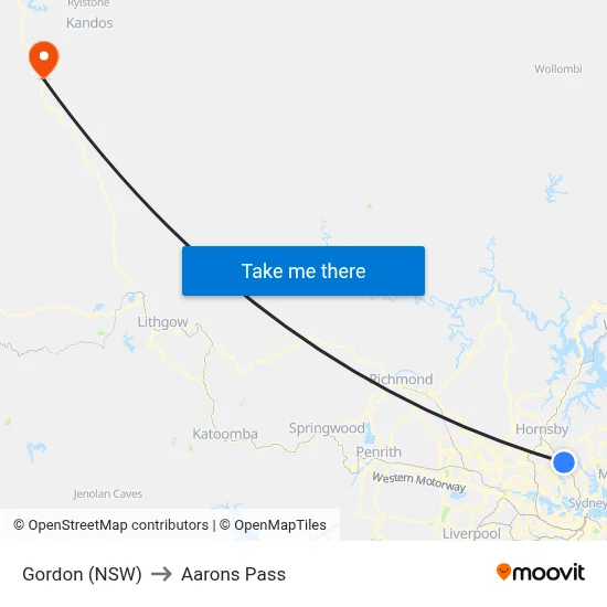 Gordon (NSW) to Aarons Pass map