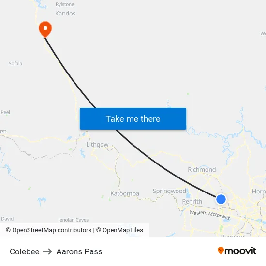Colebee to Aarons Pass map