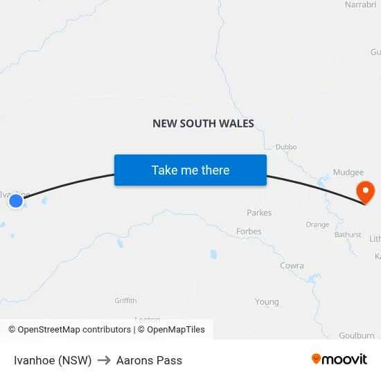 Ivanhoe (NSW) to Aarons Pass map