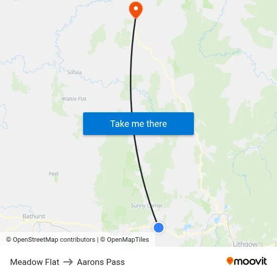 Meadow Flat to Aarons Pass map