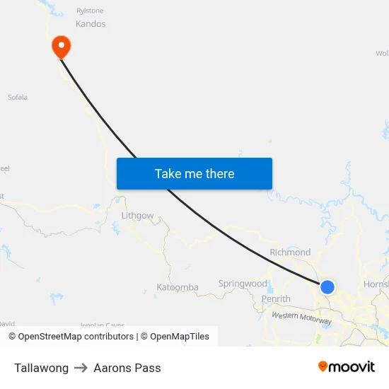 Tallawong to Aarons Pass map