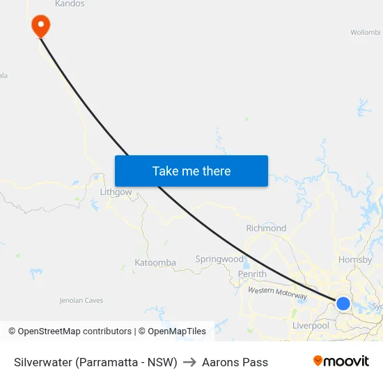 Silverwater (Parramatta - NSW) to Aarons Pass map