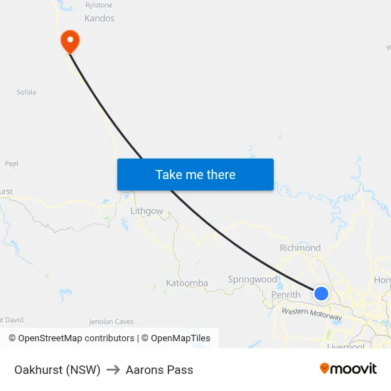 Oakhurst (NSW) to Aarons Pass map