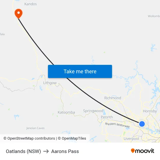 Oatlands (NSW) to Aarons Pass map