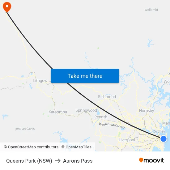 Queens Park (NSW) to Aarons Pass map