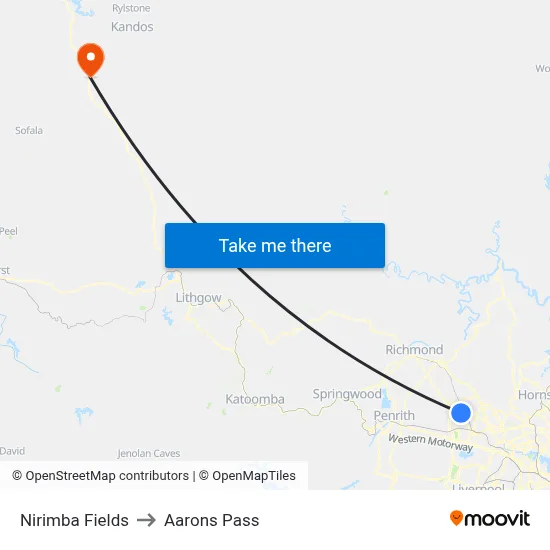 Nirimba Fields to Aarons Pass map