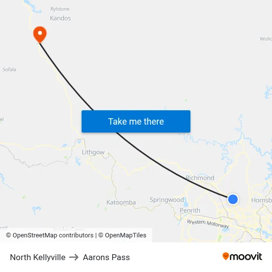 North Kellyville to Aarons Pass map