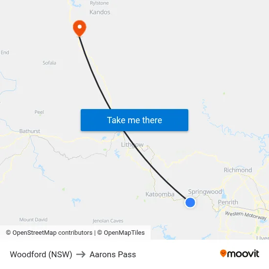 Woodford (NSW) to Aarons Pass map