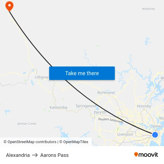 Alexandria to Aarons Pass map