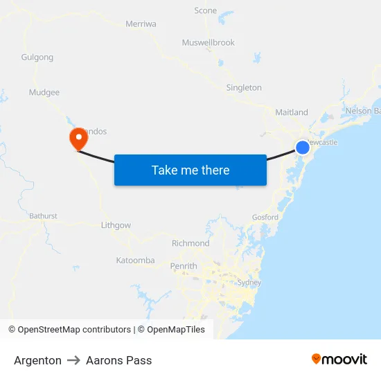 Argenton to Aarons Pass map