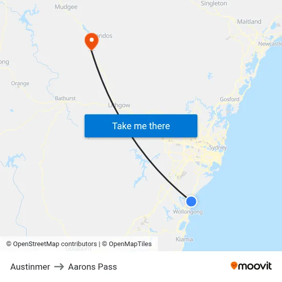Austinmer to Aarons Pass map