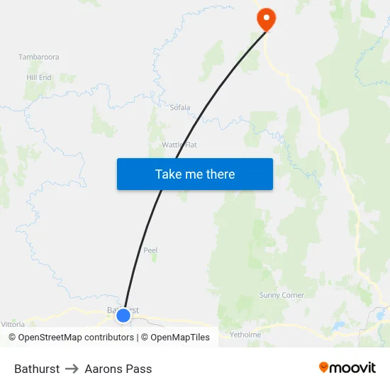 Bathurst to Aarons Pass map