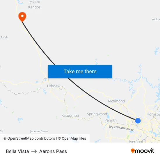 Bella Vista to Aarons Pass map