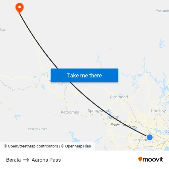 Berala to Aarons Pass map