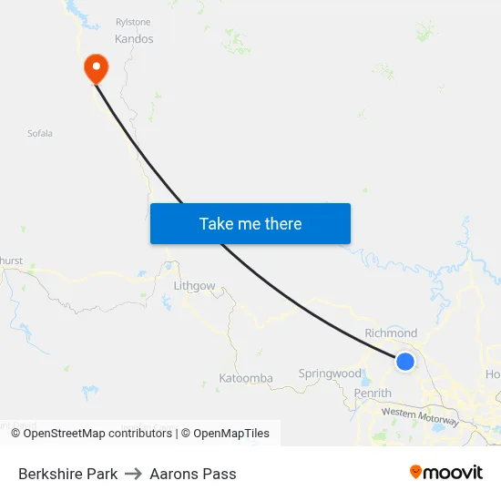 Berkshire Park to Aarons Pass map
