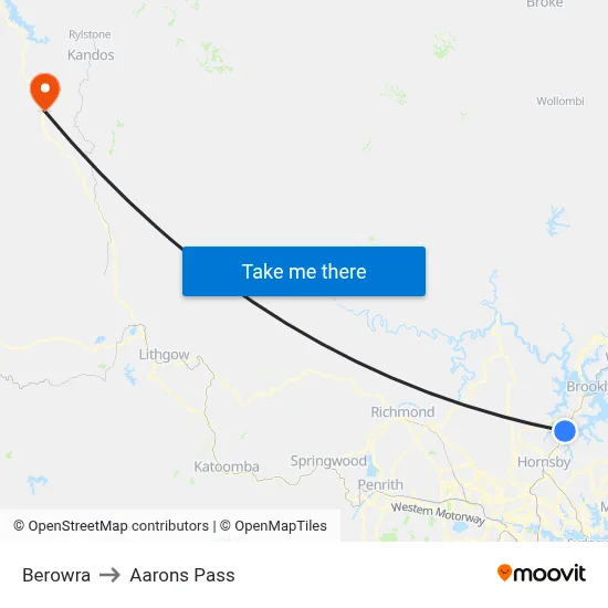 Berowra to Aarons Pass map