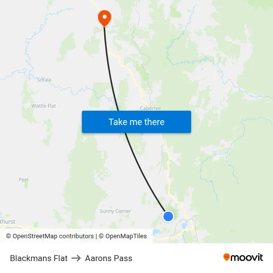 Blackmans Flat to Aarons Pass map