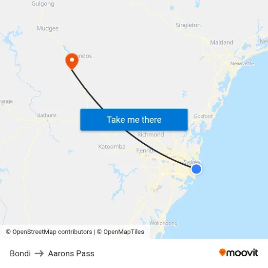 Bondi to Aarons Pass map