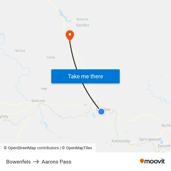 Bowenfels to Aarons Pass map
