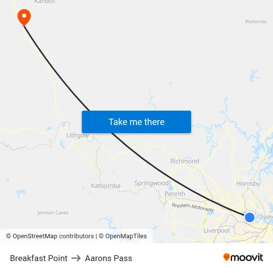 Breakfast Point to Aarons Pass map