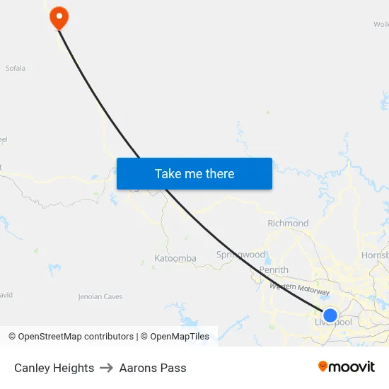 Canley Heights to Aarons Pass map
