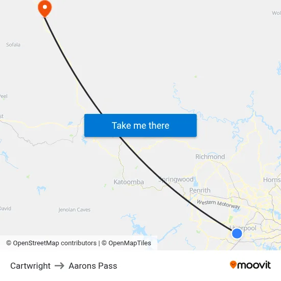 Cartwright to Aarons Pass map