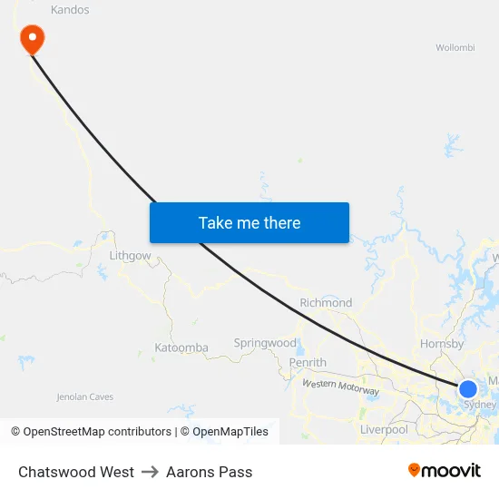 Chatswood West to Aarons Pass map