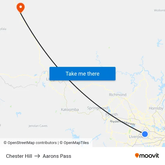 Chester Hill to Aarons Pass map