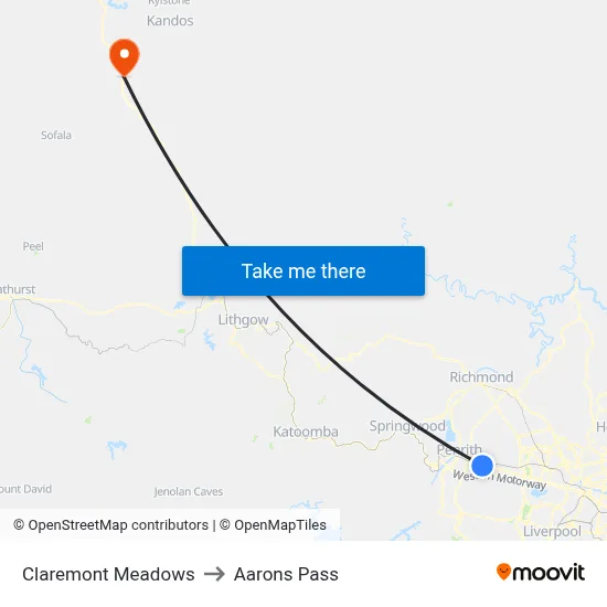 Claremont Meadows to Aarons Pass map
