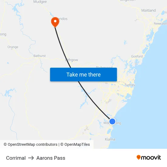 Corrimal to Aarons Pass map