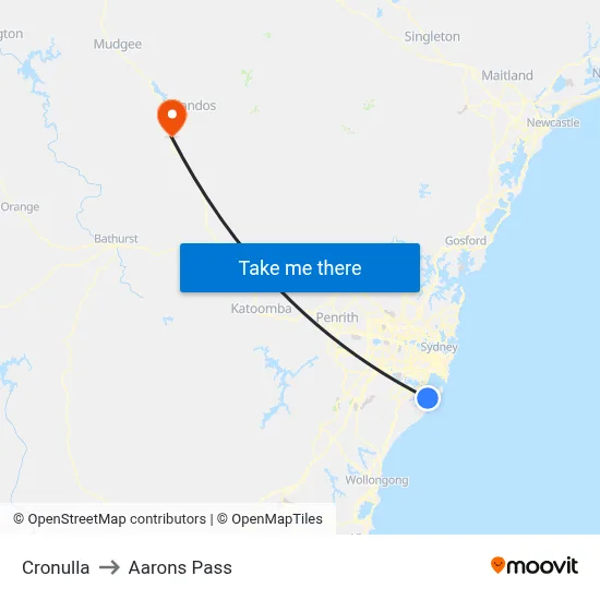 Cronulla to Aarons Pass map