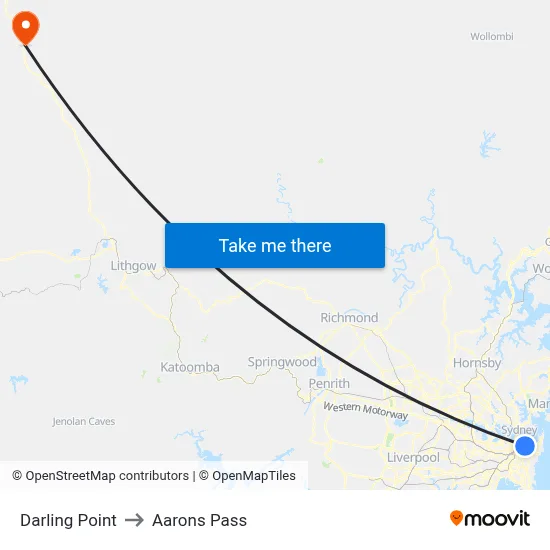 Darling Point to Aarons Pass map