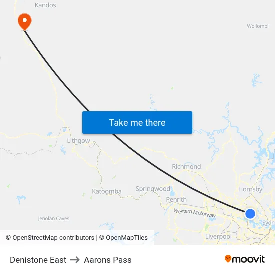 Denistone East to Aarons Pass map