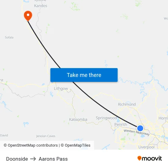 Doonside to Aarons Pass map