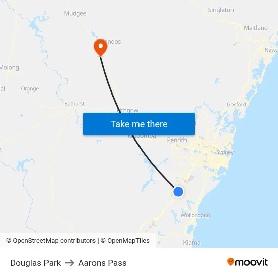 Douglas Park to Aarons Pass map